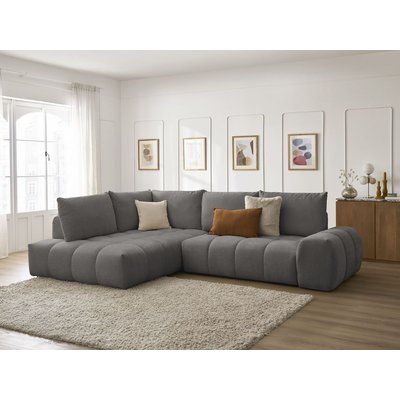 Canapé d'angle convertible 3 places en tissu texturé, EVEREST BOBOCHIC