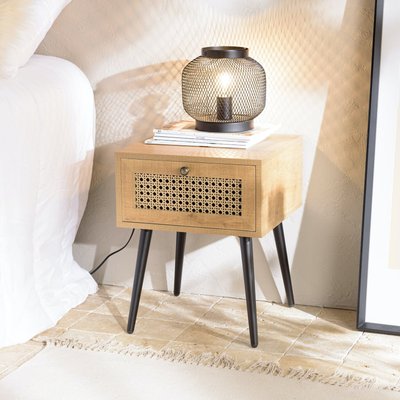 Table de chevet scandinave 1 tiroir cannage ALCUDIA PIER IMPORT