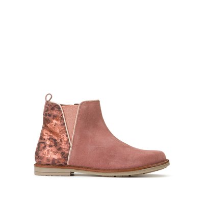 Кожаные ботинки на молнии с леопардовыми деталями LA REDOUTE COLLECTIONS