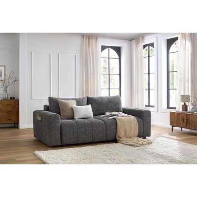 Canapé droit convertible 3 places en tissu chiné, ARSENE BOBOCHIC