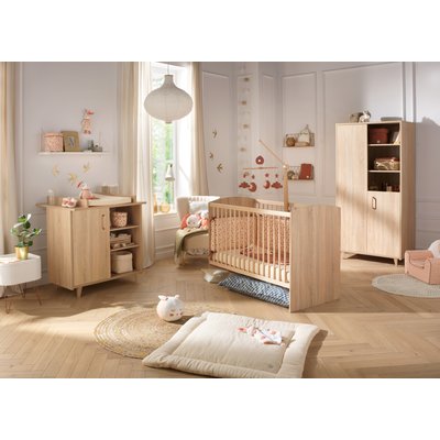 Chambre bébé complète: lit bébé, commode à langer et armoire 1 grande porte et 1 petite porte avec niches SAUTHON