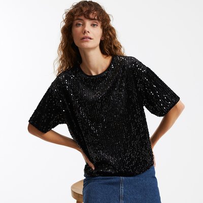 Tee shirt brillant femme discount