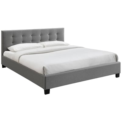 Lit 2 places 180x200 cm en tissu gris capitonné MARQUISE MILIBOO