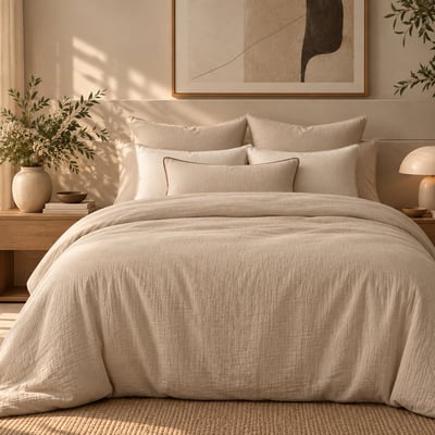 Parure + taies 65x65 gaze de coton ALMA Made in Europe FEBRONIE