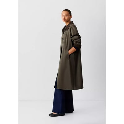 Trench long en coton avec col en velours côtelé MANGO TEEN