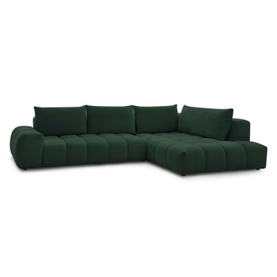 Canapé d'angle fixe 4 places en tissu texturé, EVEREST BOBOCHIC