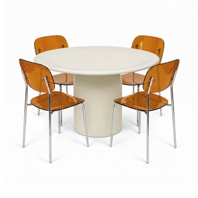 Table ronde effet béton Ø120cm avec 4 chaises GLAM NOW'S HOME