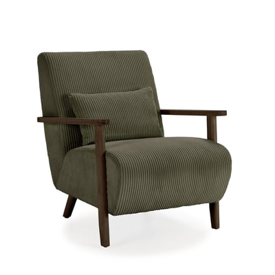 Fauteuil en tissu avec pieds en bois L70 cm - BONNIE CALICOSY