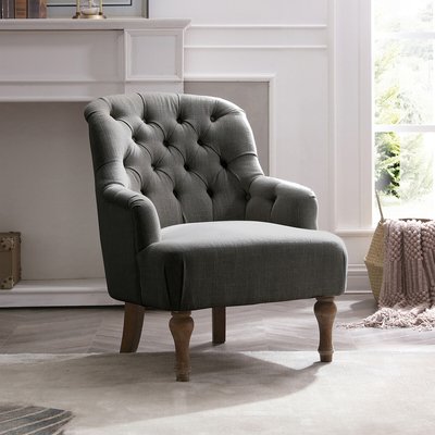 Bonnie Textured Linen Buttoned Accent Chair SO'HOME