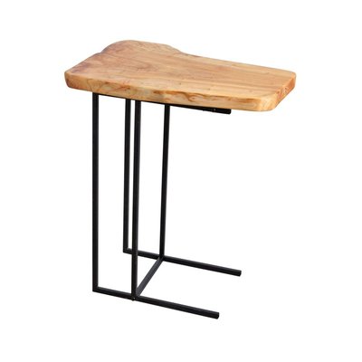 Table d'appoint en bois brut et métal noir AUBRY GASPARD