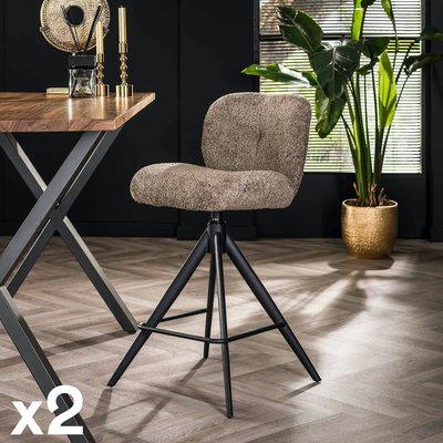 Tabouret de bar pivotant en bouclette taupe (lot de 2) GALWAY PIER IMPORT