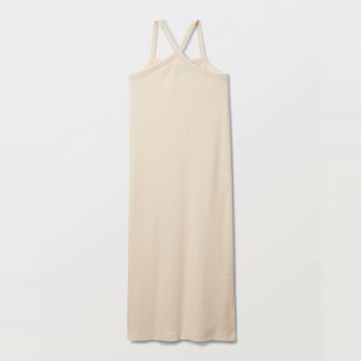 Robe longue à fines bretelles côtelée unie MONOPRIX