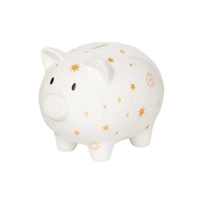 Tirelire cochon Circus doré et  17,4 cm en céramique AMADEUS LES PETITS