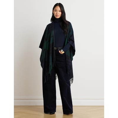 Poncho frangé, à carreaux LAUREN RALPH LAUREN