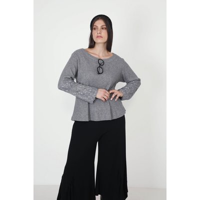 Pull maille chinée avec dentelle JEAN-MARC PHILIPPE