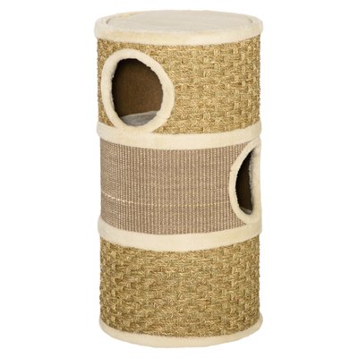 Tour à griffer pour chat - 3 niches, plateforme - sisal corde d'algues beige PAWHUT
