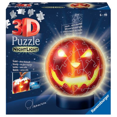 Puzzle 3D Ball 72 pièces illuminé - Citrouille d'Halloween RAVENSBURGER