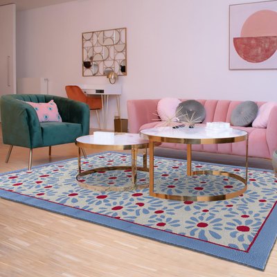 Tapis extérieur kilim fait main rectangle DAISY UN AMOUR DE TAPIS