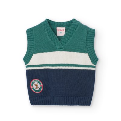 Gilet en maille tricolore col V BOBOLI