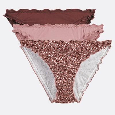 Lote de 3 bragas bloomer de algodón: 2 lisas y 1 con estampado animal print LA REDOUTE COLLECTIONS