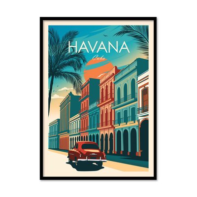 Affiche d’art et cadre noir 50 x 70 cm - Havana Cuba - Studio Inception WALL EDITIONS