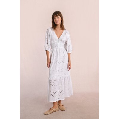 Embroidered Long Dress with Short Sleeves MOLLY BRACKEN