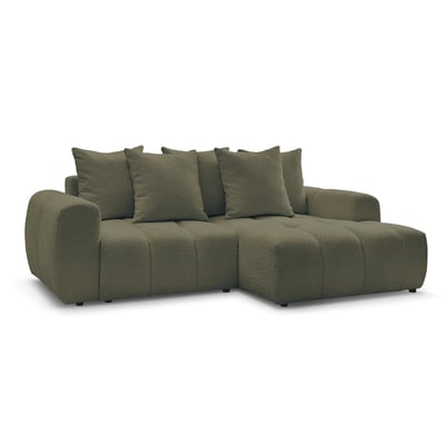 Canapé d'angle convertible 3 places en tissu bouclette, ROXELANE BOBOCHIC