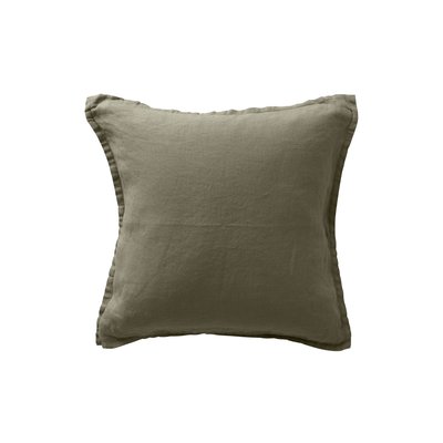 Housse de coussin lin lavé SONGE CARRE BLANC