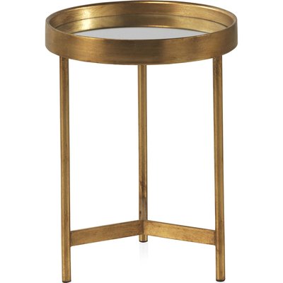 Table dappoint dorée métal et verre style vieilli élégant RECOLLECTION