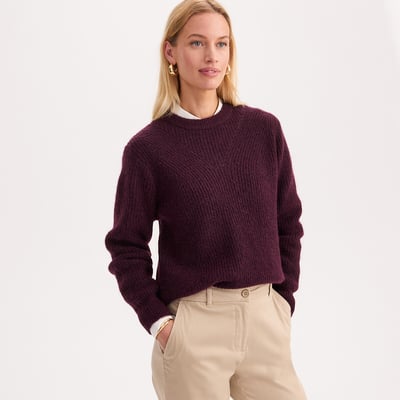 Jersey de cuello redondo de punto grueso, mezcla de lana y alpaca ANNE WEYBURN