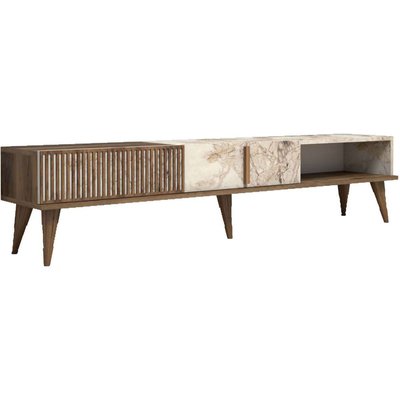 Meuble TV imitation marbre et effet noyer Milan HANAH HOME