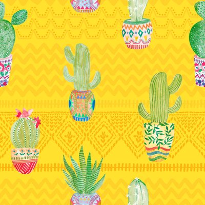 Rouleau de nappe toile ciree Melocactus jaune 20m DOUCEUR D'INTÉRIEUR