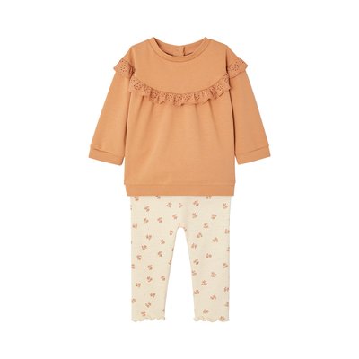 Ensemble sweat à volant + legging VERTBAUDET