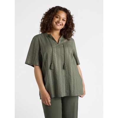 Blouse à rayures verticales fil textile, en tissu ouvragé FIORELLA RUBINO