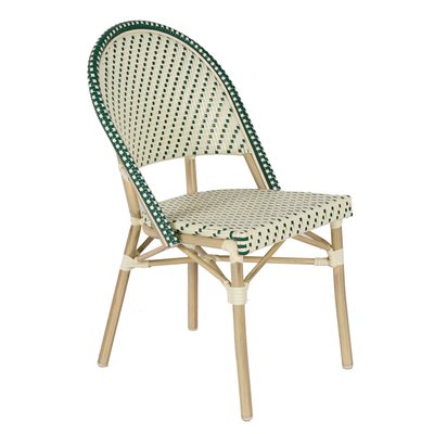 Chaise de terrasse bistrot parisien en aluminium et rotin, MARAIS OVIALA