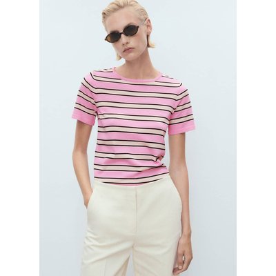 Pull à manches courtes à rayures combinées MANGO
