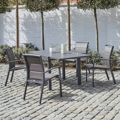 Table de jardin en aluminium extensible gris 4/8 places  MODULO BERAH GETAH