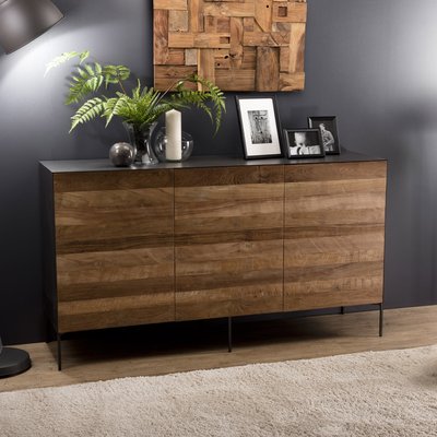Buffet 3 portes en teck recyclé et contour métal style contemporain 166cm PANAMA PIER IMPORT