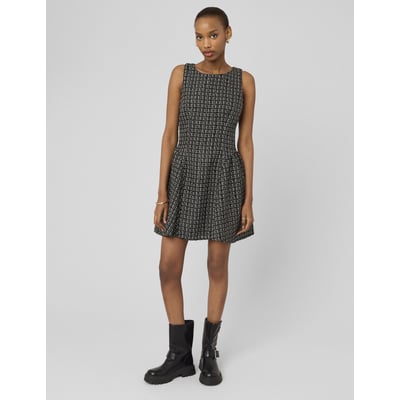 Robe LOFT Aspect Tweed Argenté, Gris Et Noir Taille 4 - Neuf Avec étiquettes, Sans Manches, Col V