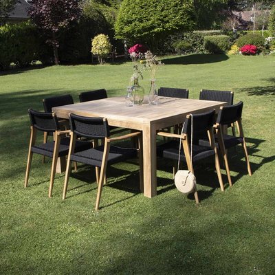 Salon de jardin en teck massif et cordage 8 places ESTHER BERAH GETAH