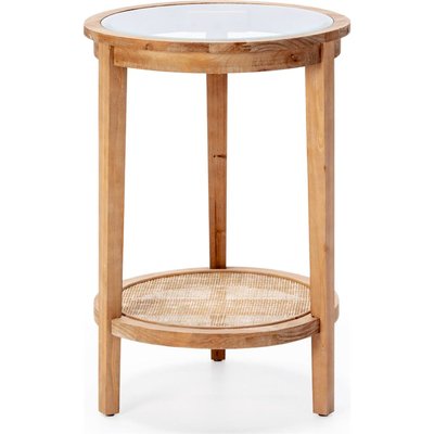 Table d'appoint en pin osier et verre naturel élégance intemporelle RECOLLECTION