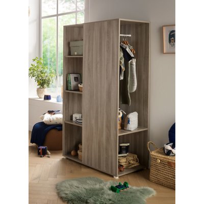 Meuble de rangement avec étagères et penderie en décor bois BABY PRICE