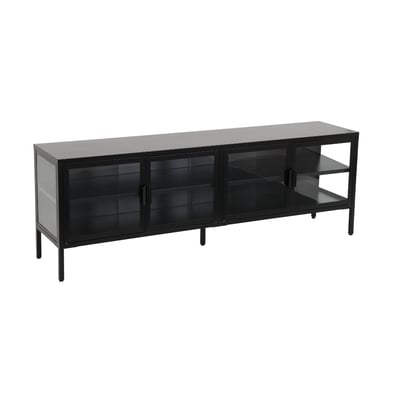 Meuble TV industriel métal et verre trempé 4 portes 160cm ARKANSAS SWEEEK