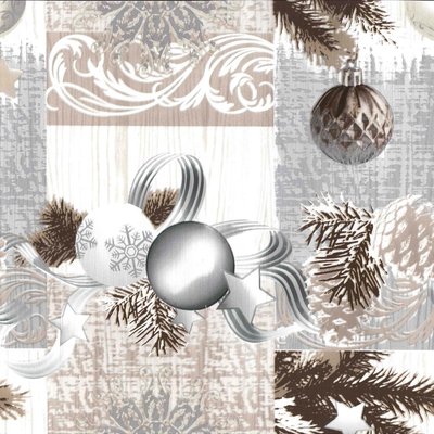 Nappe Toile cirée au mètre Modele Boules de Noel Givrées DOUCEUR D'INTÉRIEUR