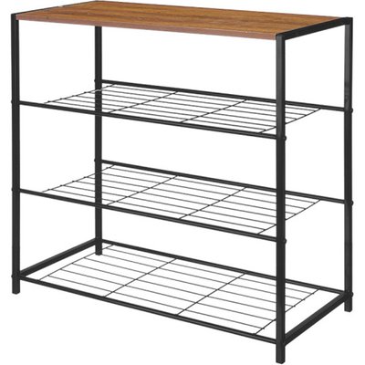 Étagère à chaussures en bois et métal noir 62.5x30x63.5cm WADIGA
