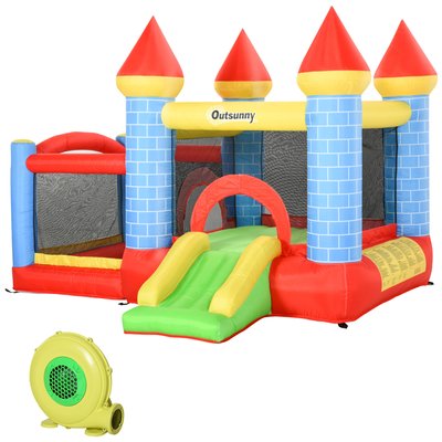 Château gonflable enfant - gonfleur, sac de transport - polyester multicolore OUTSUNNY