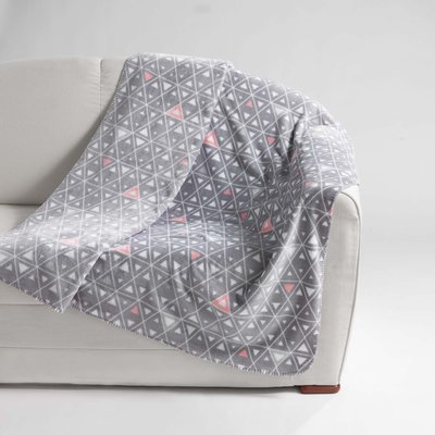 Plaid Couverture Flanelle imprime Cylia Gris 125 x 150 cm DOUCEUR D'INTÉRIEUR