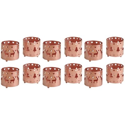 Photophore de Noël rond en métal cuivré Lot de 12 AUBRY GASPARD