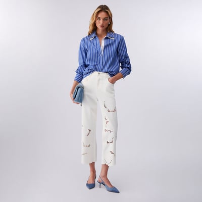 Chemisier NEWPORT NEWS Avec Col Dentelle Amovible – Noir Et Blanc Cassé, Polyester, Tailles S/M