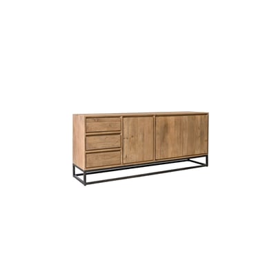 Buffet bas en bois massif 3 portes 190 cm, BERGERAC BOBOCHIC